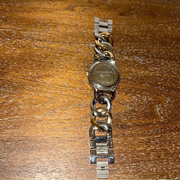 Rousseau Chain Link Two Tone Jeweled Watch - Picture 10 of 10